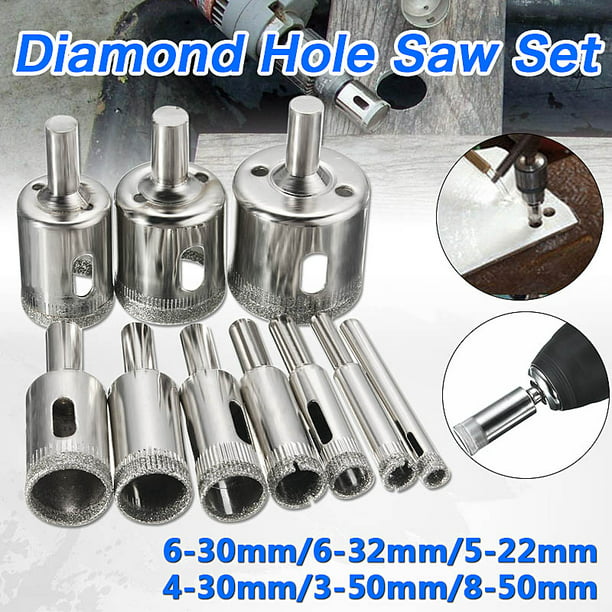 10Pcs Diamond Hole Saw Drill Bit Tool Cutting For Glass Ceramic Marble 6-30mm